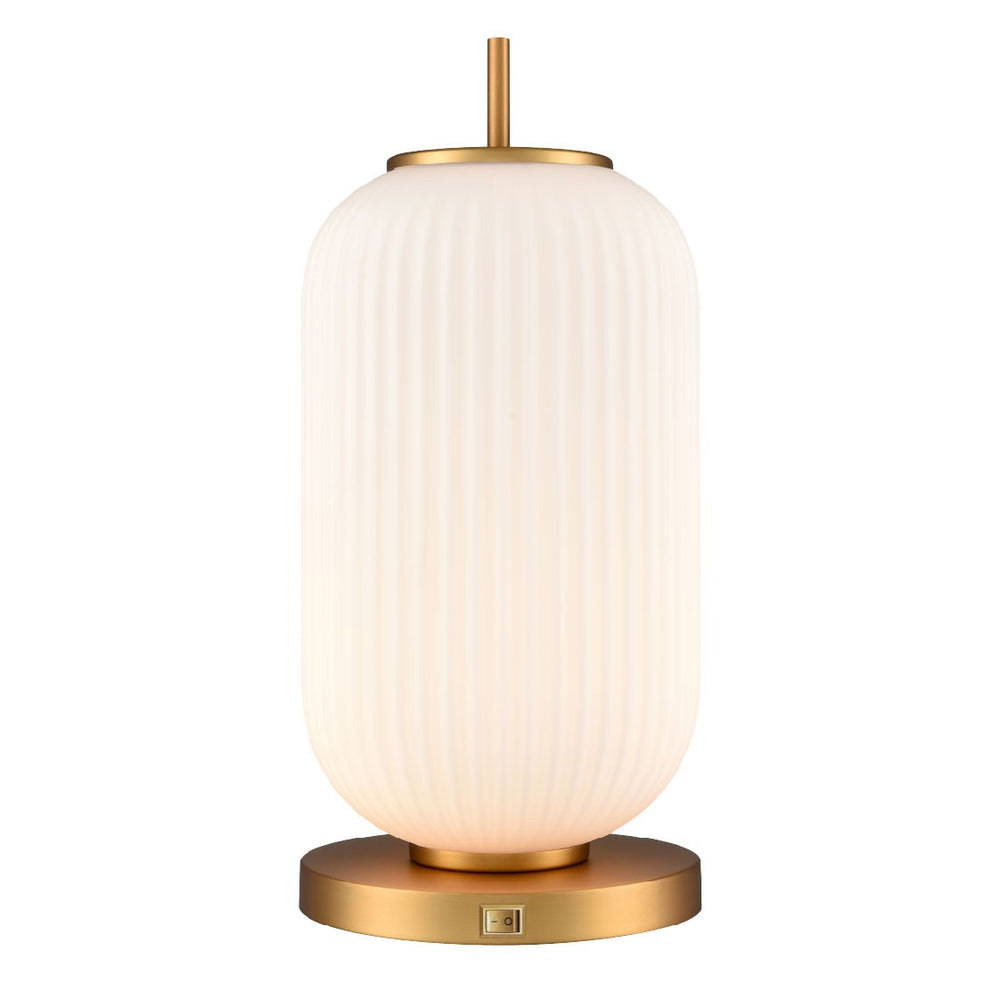 DVI Canada - One Light Table Lamp - Mount Pearl - Brass w/Ribbed Half Opal Glass- Union Lighting Luminaires Decor