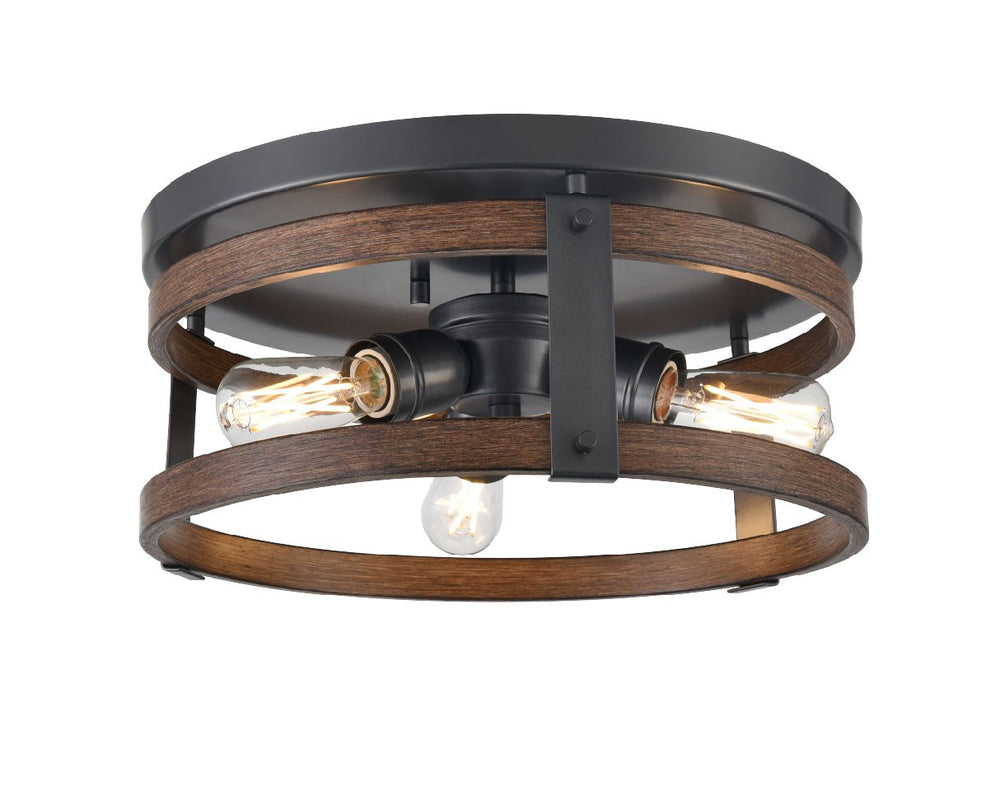 DVI Canada - Three Light Flush Mount - Oakhurst - Graphite And Ironwood- Union Lighting Luminaires Decor