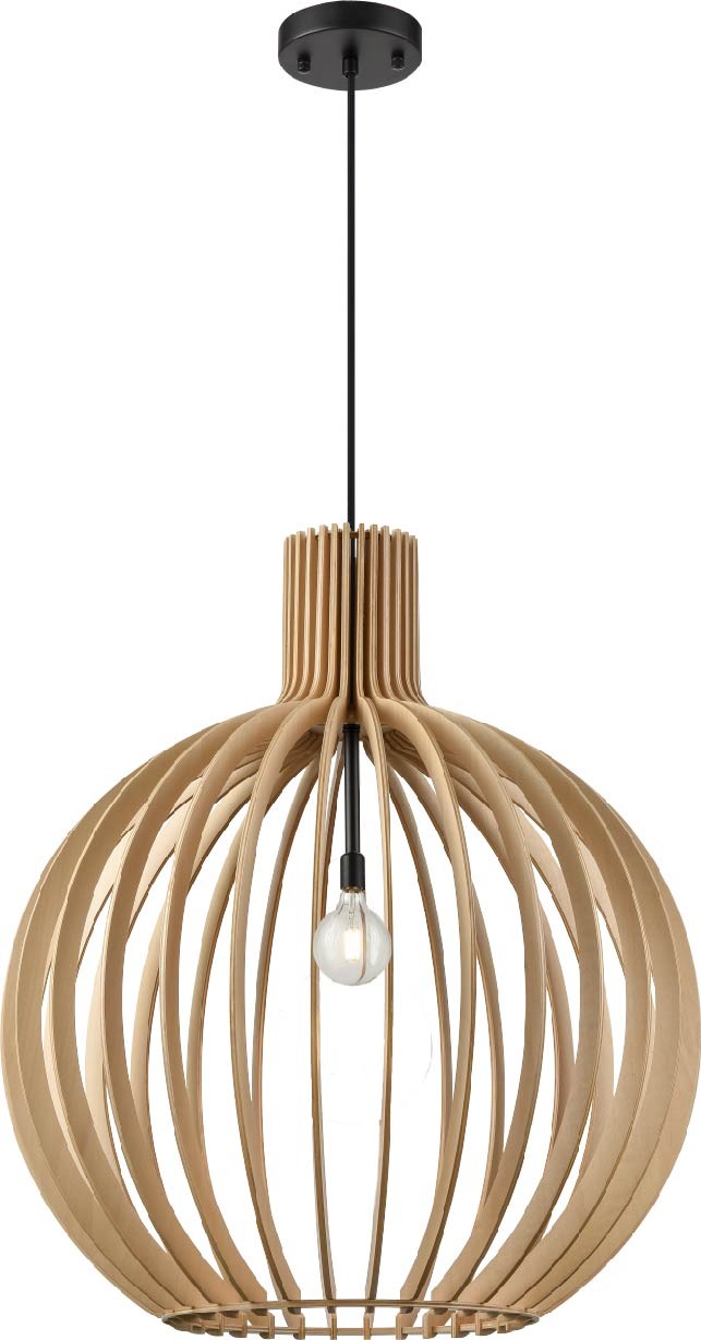 DVI Canada - One Light Pendant - Nahanni Park - Black With Natural Wood Shade- Union Lighting Luminaires Decor