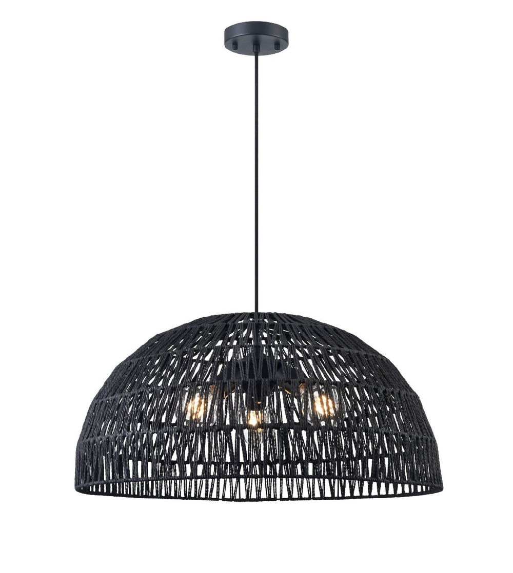 DVI Canada - Three Light Pendant - Lac Du Bonnet - Black w/Black Yarn Shade- Union Lighting Luminaires Decor