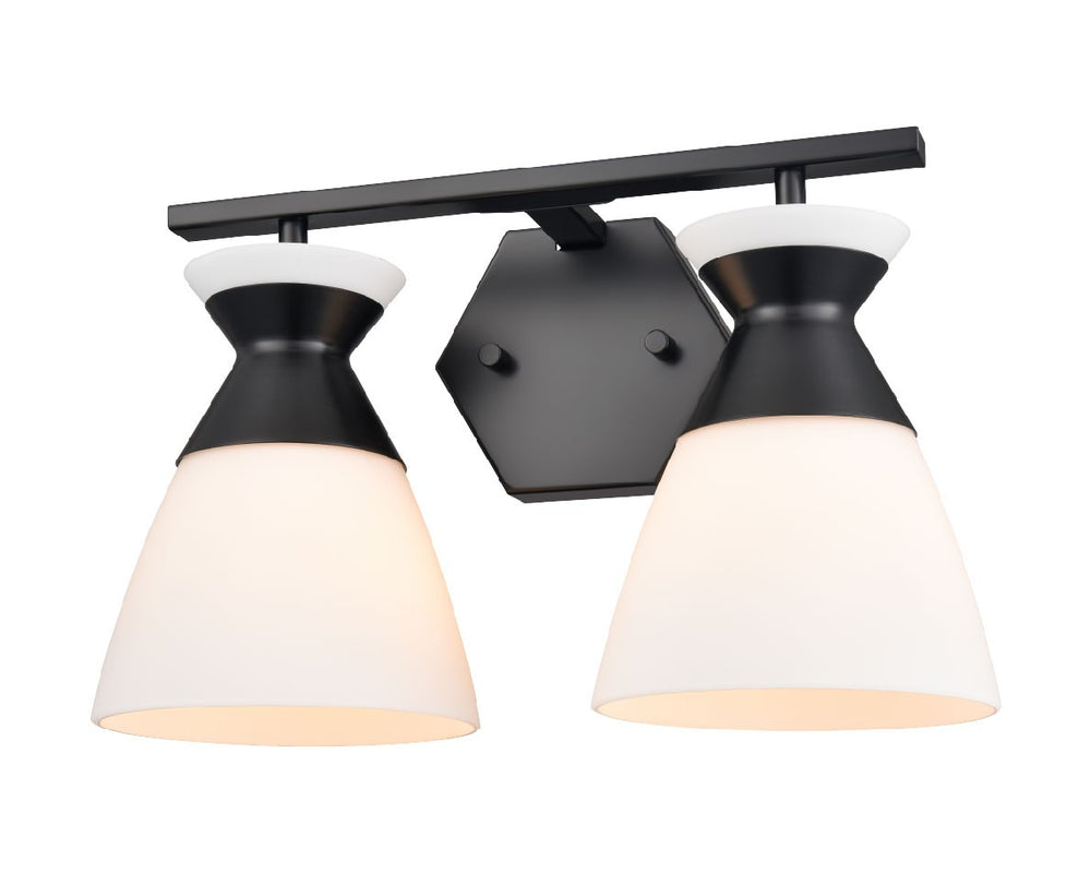 DVI Canada - Two Light Vanity - Sunnybrook - Ebony w/Half Opal Glass- Union Lighting Luminaires Decor