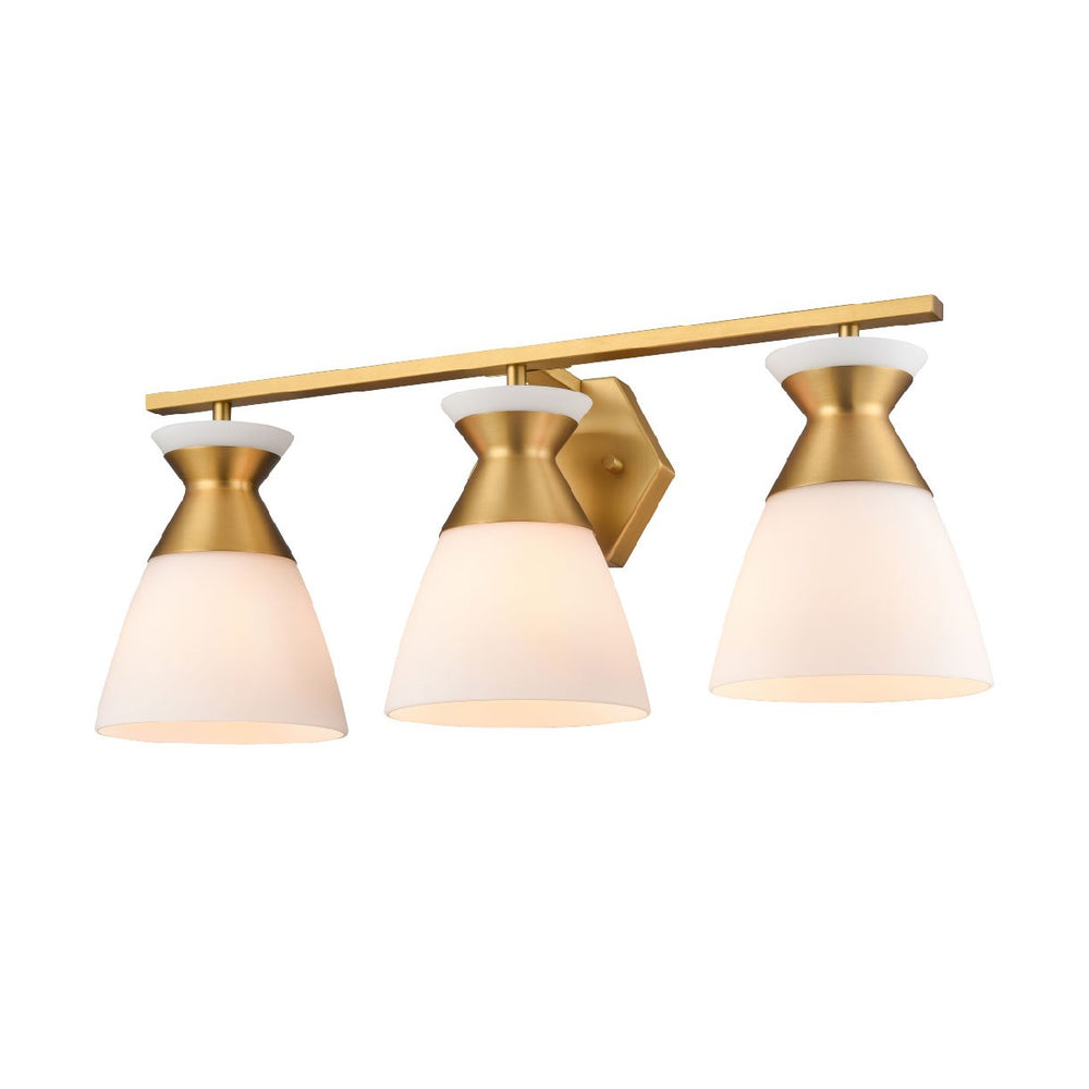 DVI Canada - Three Light Vanity - Sunnybrook - Brass w/Half Opal Glass- Union Lighting Luminaires Decor