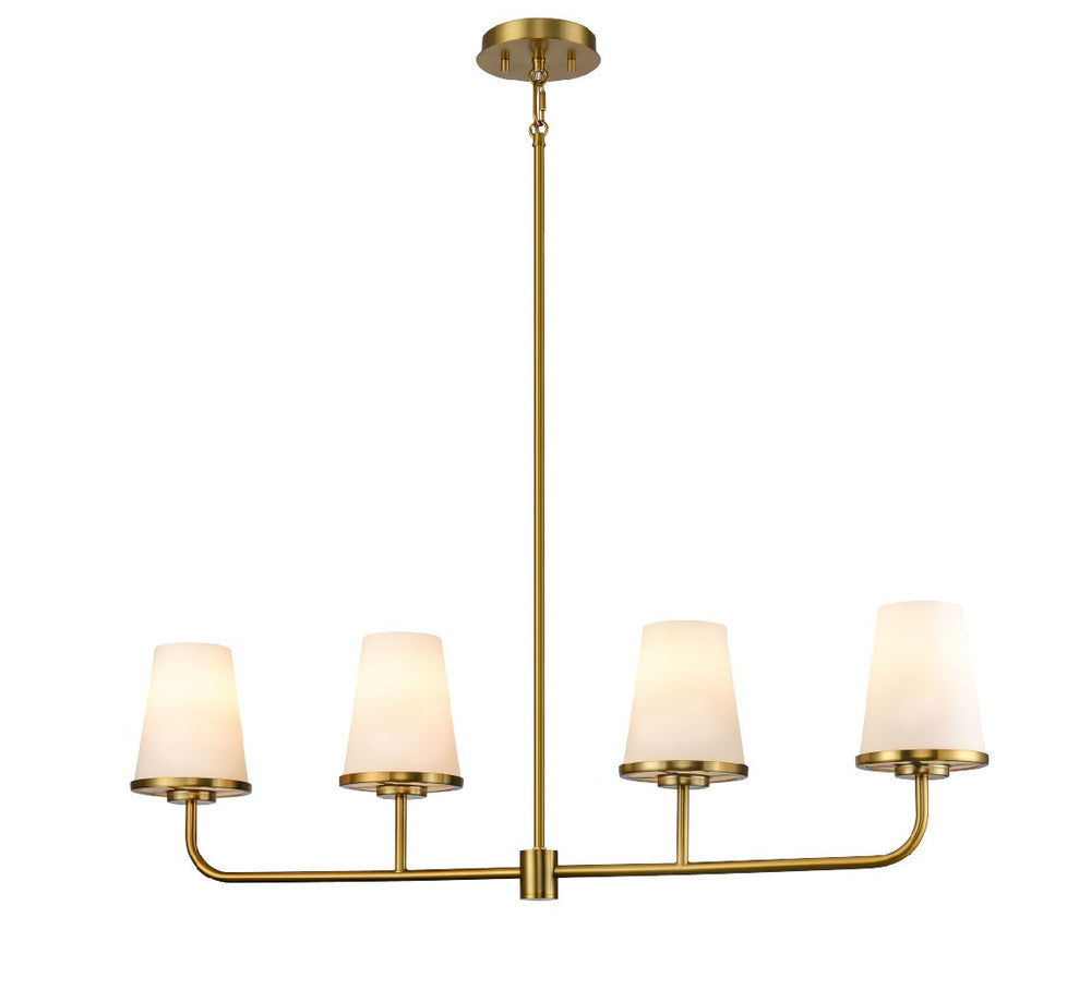 DVI Canada - Four Light Linear Pendant - Kanata - Brass w/Half Opal Glass- Union Lighting Luminaires Decor