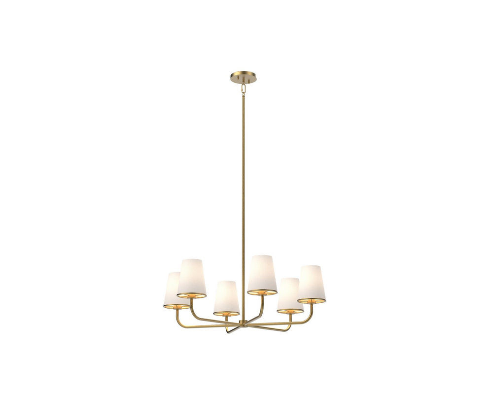 DVI Canada - Six Light Chandelier - Kanata - Brass w/Half Opal Glass- Union Lighting Luminaires Decor