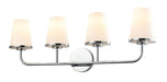 DVI Canada - Four Light Vanity - Kanata - Chrome w/Half Opal Glass- Union Lighting Luminaires Decor