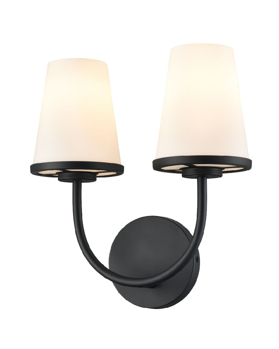 DVI Canada - Two Light Wall Sconce - Kanata - Ebony w/Half Opal Glass- Union Lighting Luminaires Decor