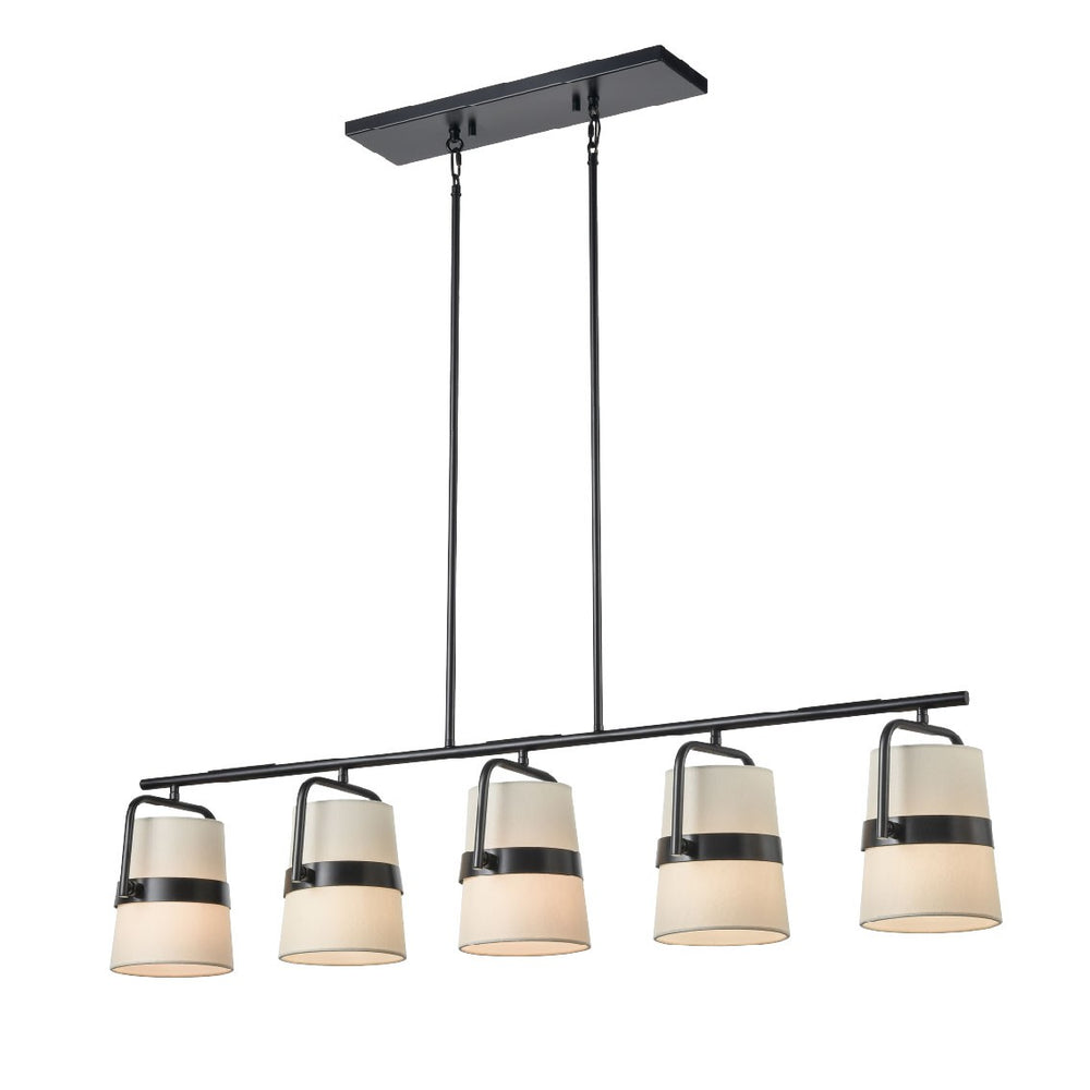 DVI Canada - Five Light Linear Pendant - Bon Echo - Ebony w/Satin White Shade- Union Lighting Luminaires Decor