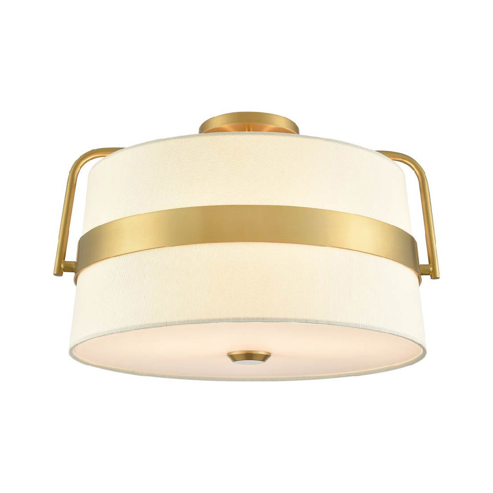 DVI Canada - Three Light Semi-Flush Mount - Bon Echo - Brass w/Satin White Shade- Union Lighting Luminaires Decor