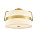 DVI Canada - Three Light Semi-Flush Mount - Bon Echo - Brass w/Satin White Shade- Union Lighting Luminaires Decor