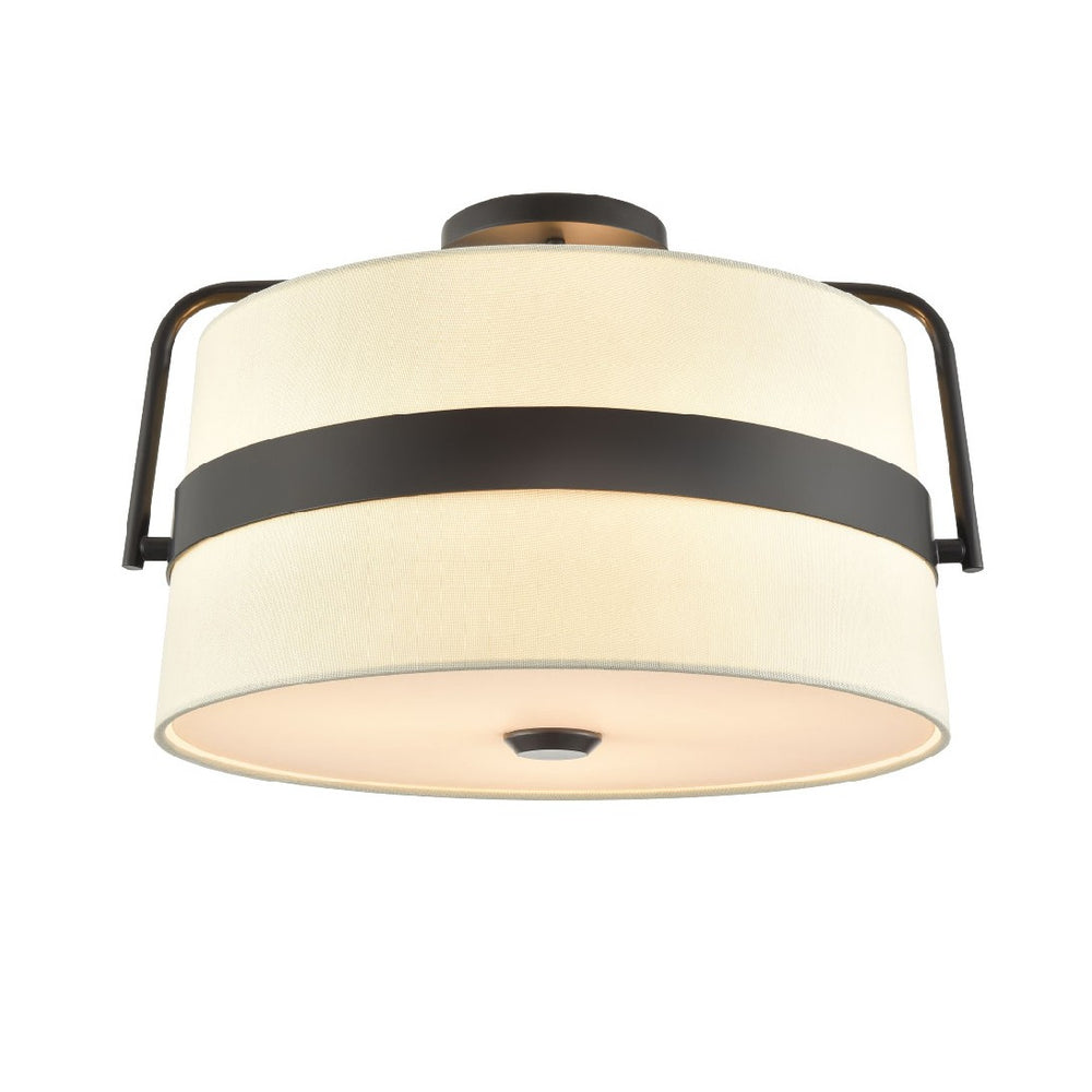 DVI Canada - Three Light Semi-Flush Mount - Bon Echo - Ebony w/Satin White Shade- Union Lighting Luminaires Decor