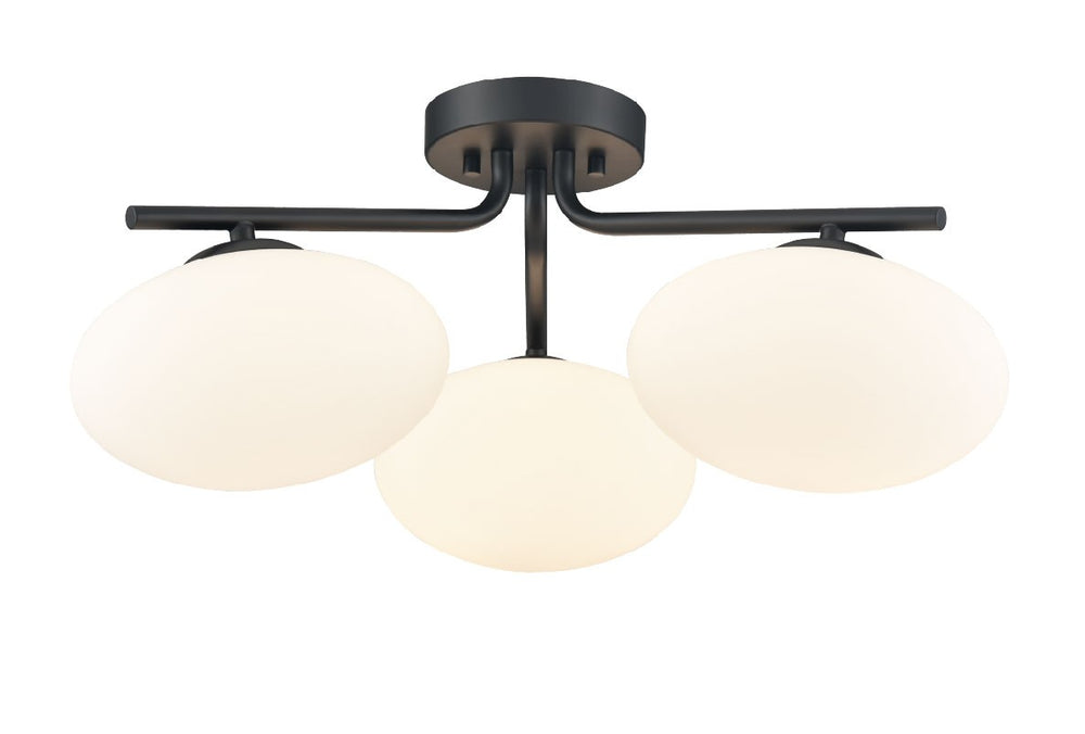 DVI Canada - Three Light Semi-Flush Mount - Valour Road - Ebony w/Half Opal Glass- Union Lighting Luminaires Decor