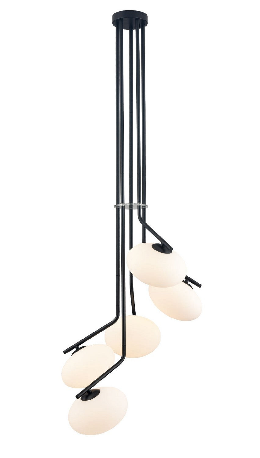 DVI Canada - Five Light Pendant - Valour Road - Ebony w/Half Opal Glass- Union Lighting Luminaires Decor
