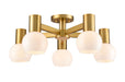 DVI Canada - Five Light Semi-Flush Mount - Lillooet - Brass w/True Opal Glass- Union Lighting Luminaires Decor