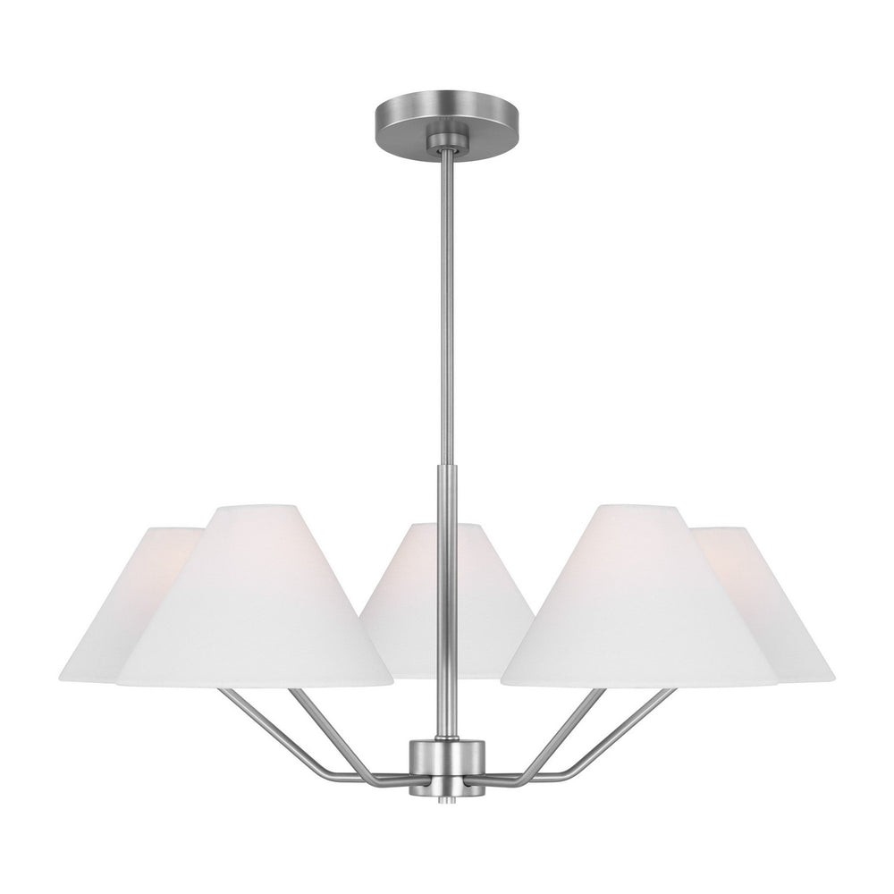 Visual Comfort Studio Canada - Five Light Chandelier - Burke - Brushed Steel- Union Lighting Luminaires Decor