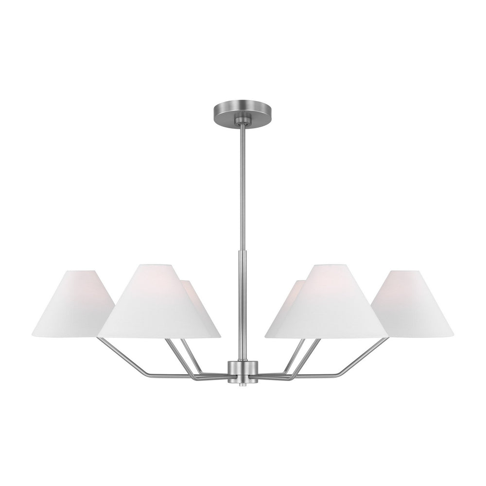 Visual Comfort Studio Canada - Six Light Chandelier - Burke - Brushed Steel- Union Lighting Luminaires Decor