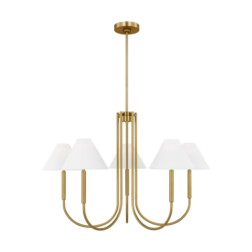 Visual Comfort Studio Canada - Six Light Chandelier - Porteau - Satin Brass- Union Lighting Luminaires Decor