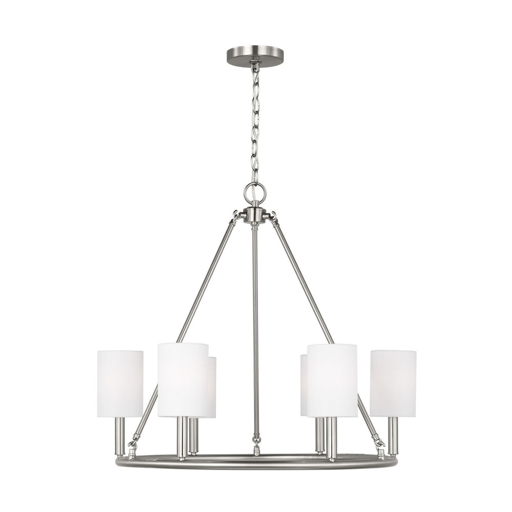 Visual Comfort Studio Canada - Six Light Chandelier - Egmont - Brushed Steel- Union Lighting Luminaires Decor