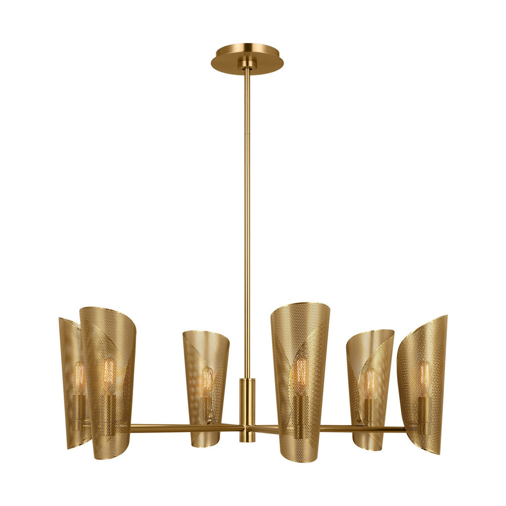 Visual Comfort Studio Canada - Six Light Chandelier - Plivot - Burnished Brass- Union Lighting Luminaires Decor