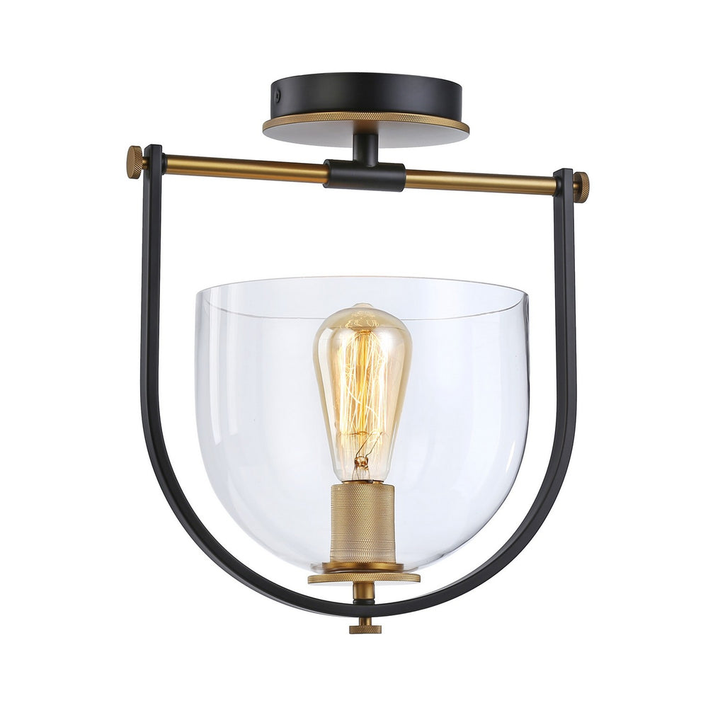 Artcraft Canada - One Light Semi-Flush Mount - Cheshire - Black & Brass- Union Lighting Luminaires Decor
