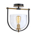 Artcraft Canada - One Light Semi-Flush Mount - Cheshire - Black & Brass- Union Lighting Luminaires Decor