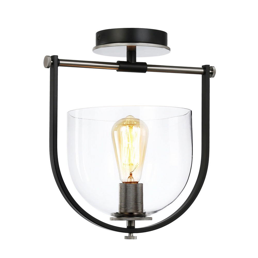 Artcraft Canada - One Light Semi-Flush Mount - Cheshire - Black & Nickel- Union Lighting Luminaires Decor