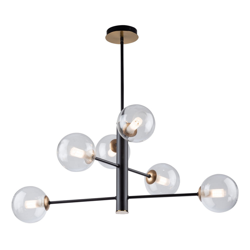 Artcraft Canada - Six Light Chandelier - Aurelia - Matte Black & Brass- Union Lighting Luminaires Decor