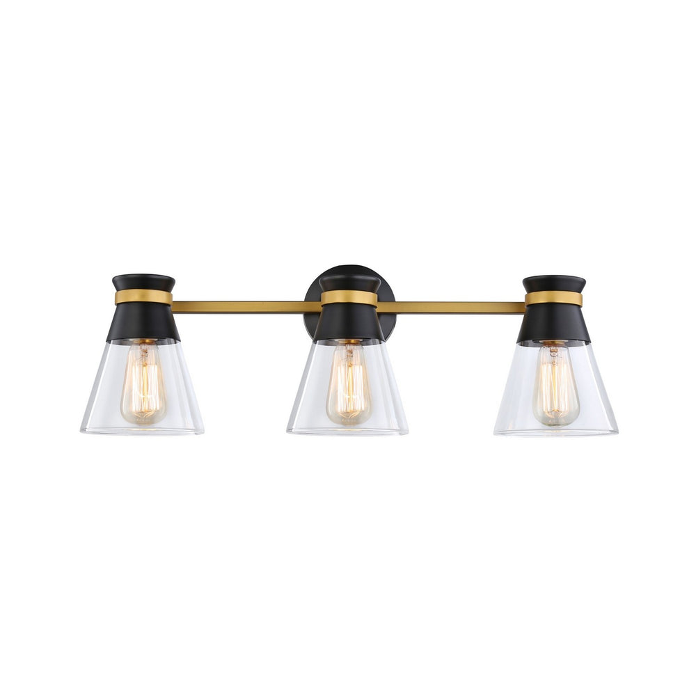 Artcraft Canada - Three Light Vanity - Kanata - Black & Brushed Brass- Union Lighting Luminaires Decor