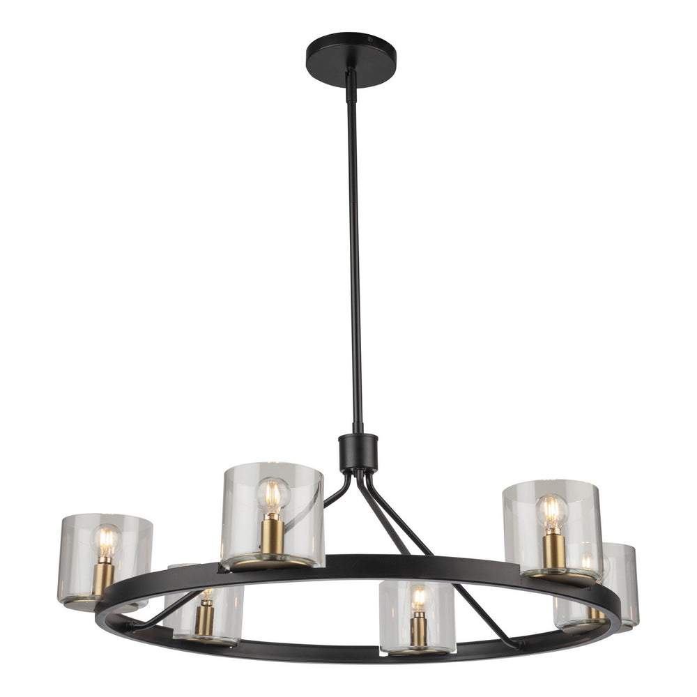 Artcraft Canada - Six Light Chandelier - Salinas - Black and Brass- Union Lighting Luminaires Decor