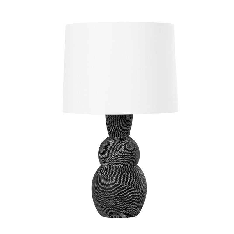 Troy Lighting - One Light Table Lamp - Fortuna - Ceramic Etched Black- Union Lighting Luminaires Decor