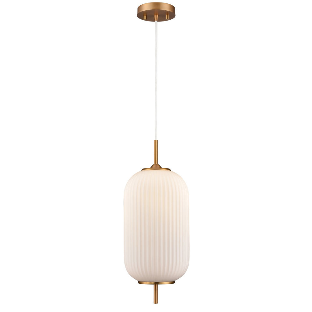 DVI Canada - One Light Pendant - Mount Pearl - Brass w/Ribbed Opal Glass- Union Lighting Luminaires Decor