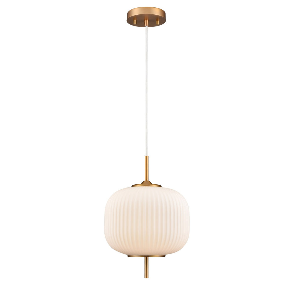 DVI Canada - One Light Pendant - Mount Pearl - Brass w/Ribbed Opal Glass- Union Lighting Luminaires Decor