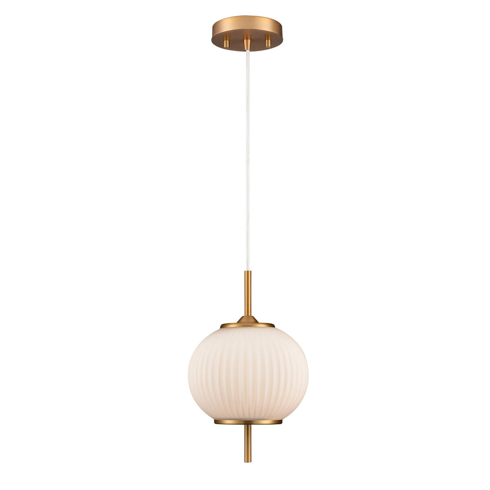 DVI Canada - One Light Pendant - Mount Pearl - Brass w/Ribbed Opal Glass- Union Lighting Luminaires Decor