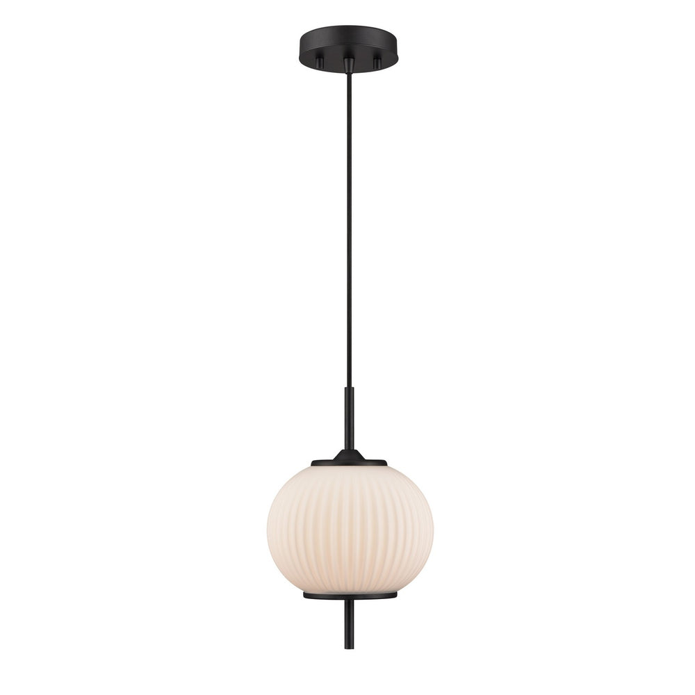 DVI Canada - One Light Pendant - Mount Pearl - Graphite w/Ribbed Opal Glass- Union Lighting Luminaires Decor