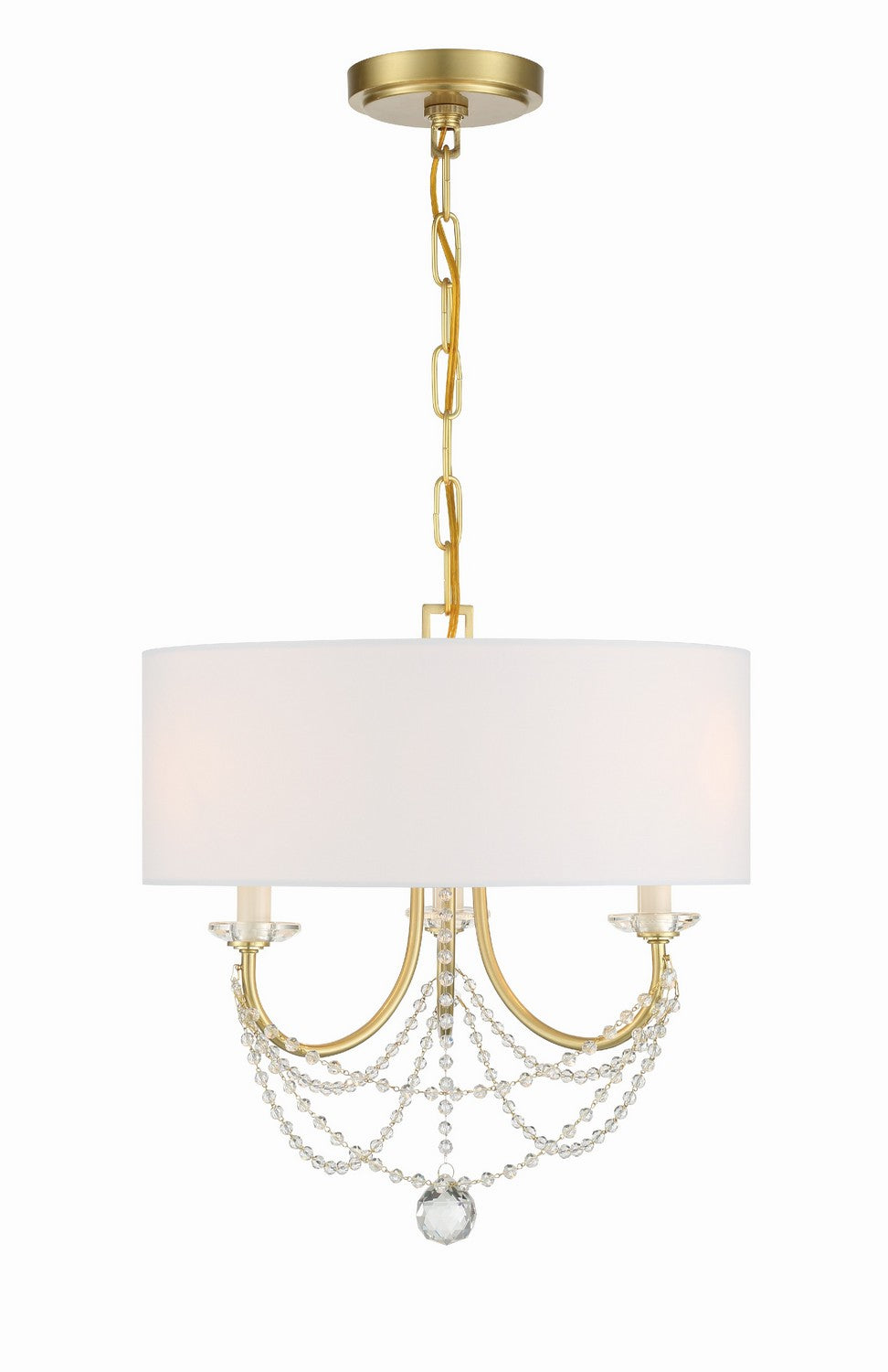 Crystorama - Three Light Mini Chandelier - Delilah - Aged Brass- Union Lighting Luminaires Decor