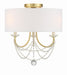Crystorama - Three Light Semi Flush Mount - Delilah - Aged Brass- Union Lighting Luminaires Decor