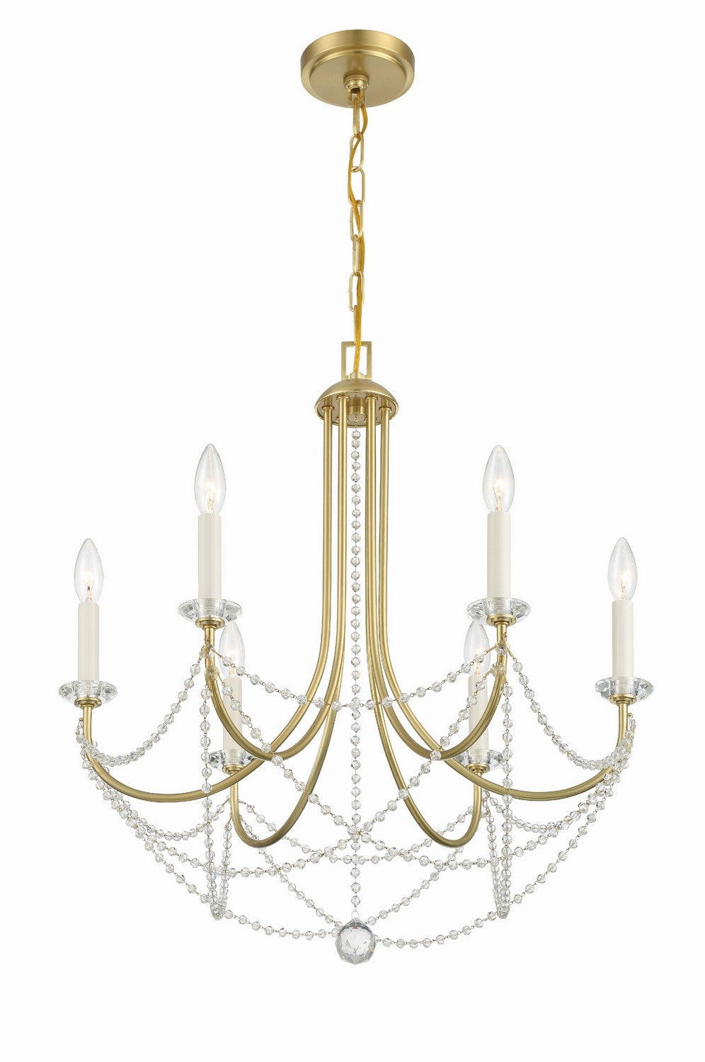 Crystorama - Six Light Chandelier - Delilah - Aged Brass- Union Lighting Luminaires Decor