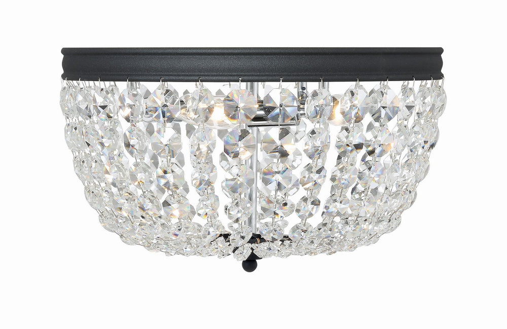 Crystorama - Three Light Flush Mount - Nola - Black Forged- Union Lighting Luminaires Decor