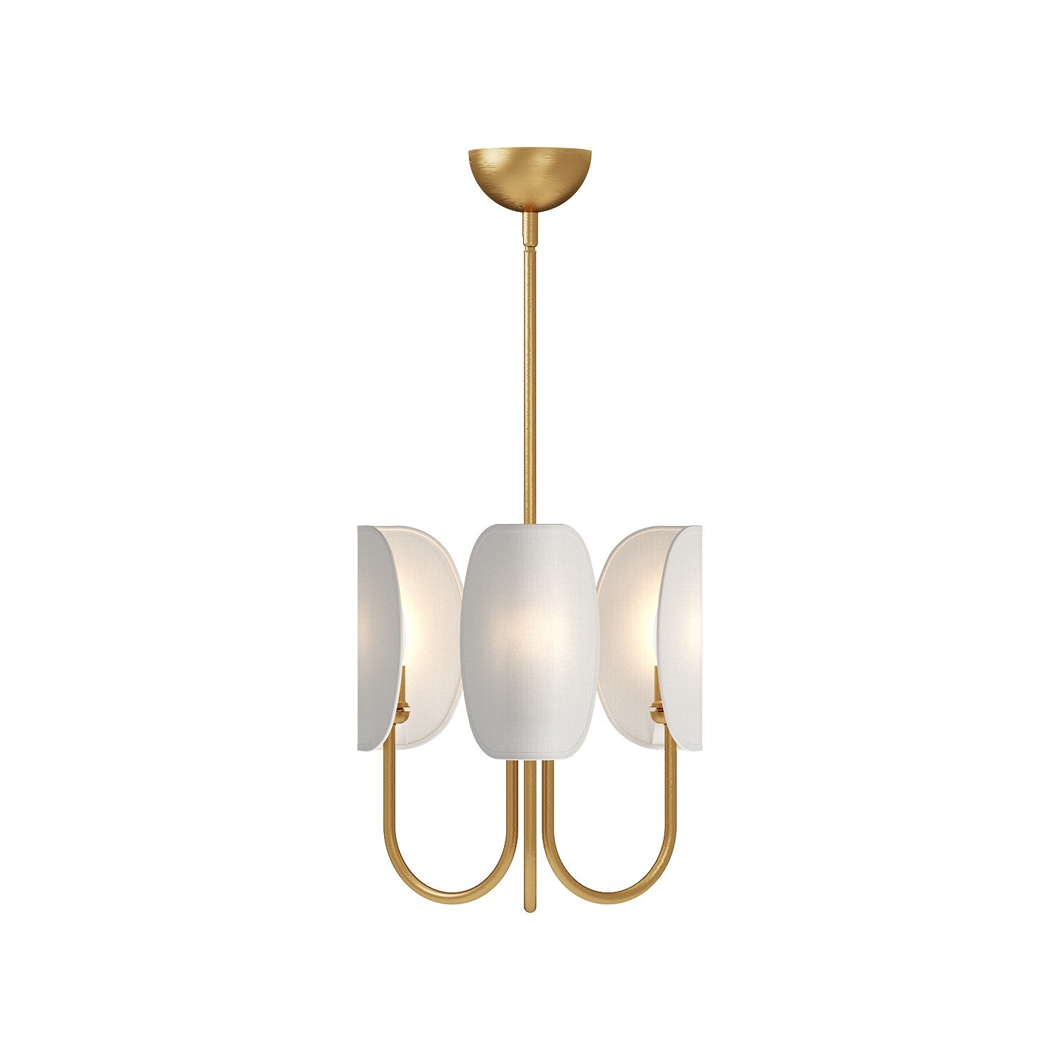 Alora Canada - Three Light Chandelier - Seno - Aged Gold/White Cotton Fabric- Union Lighting Luminaires Decor