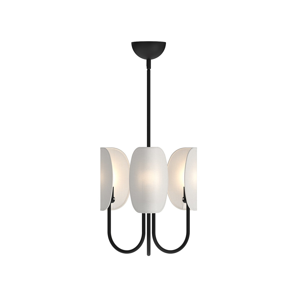 Alora Canada - Three Light Chandelier - Seno - Matte Black/White Cotton Fabric- Union Lighting Luminaires Decor