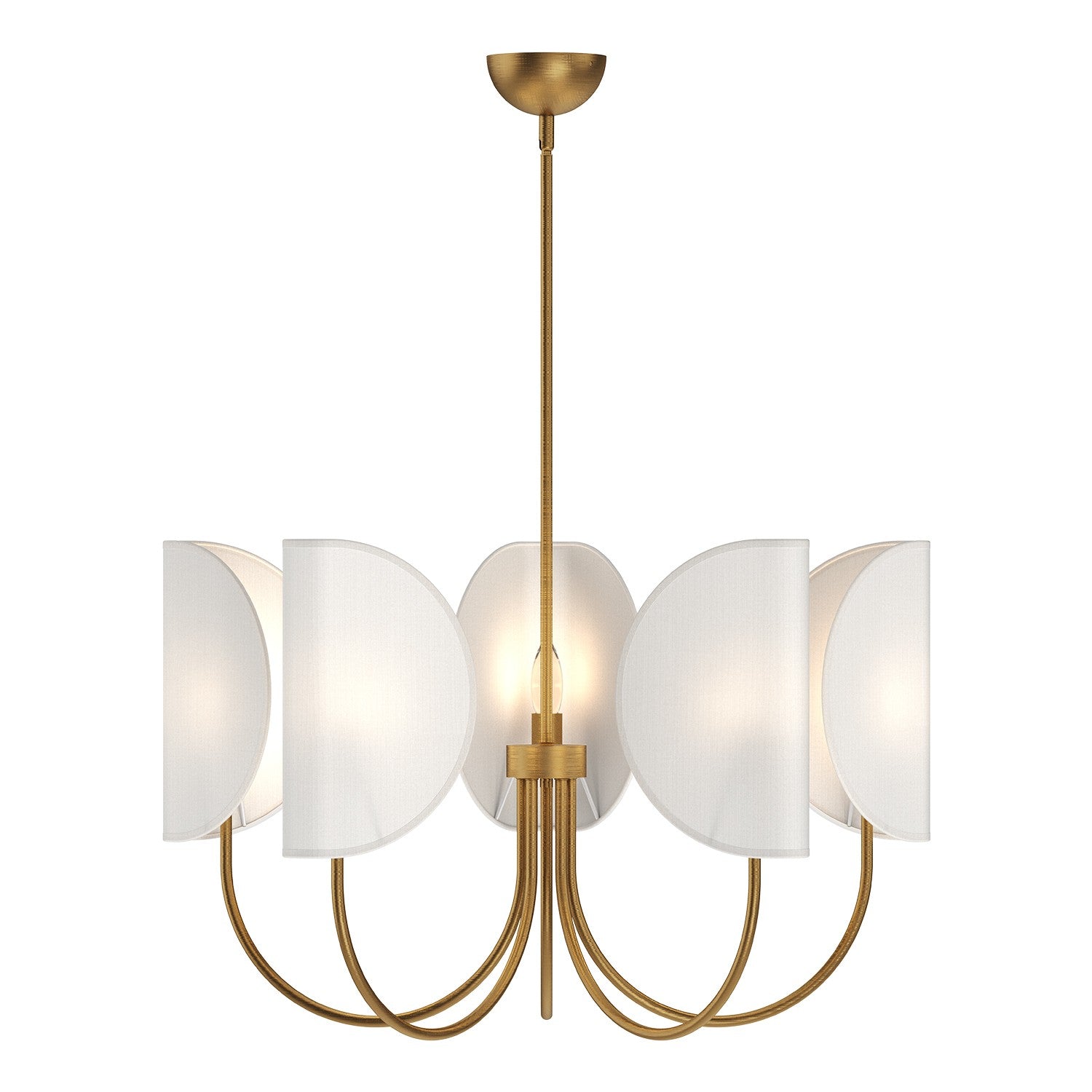 Alora Canada - Five Light Chandelier - Seno - Aged Gold/White Cotton Fabric- Union Lighting Luminaires Decor