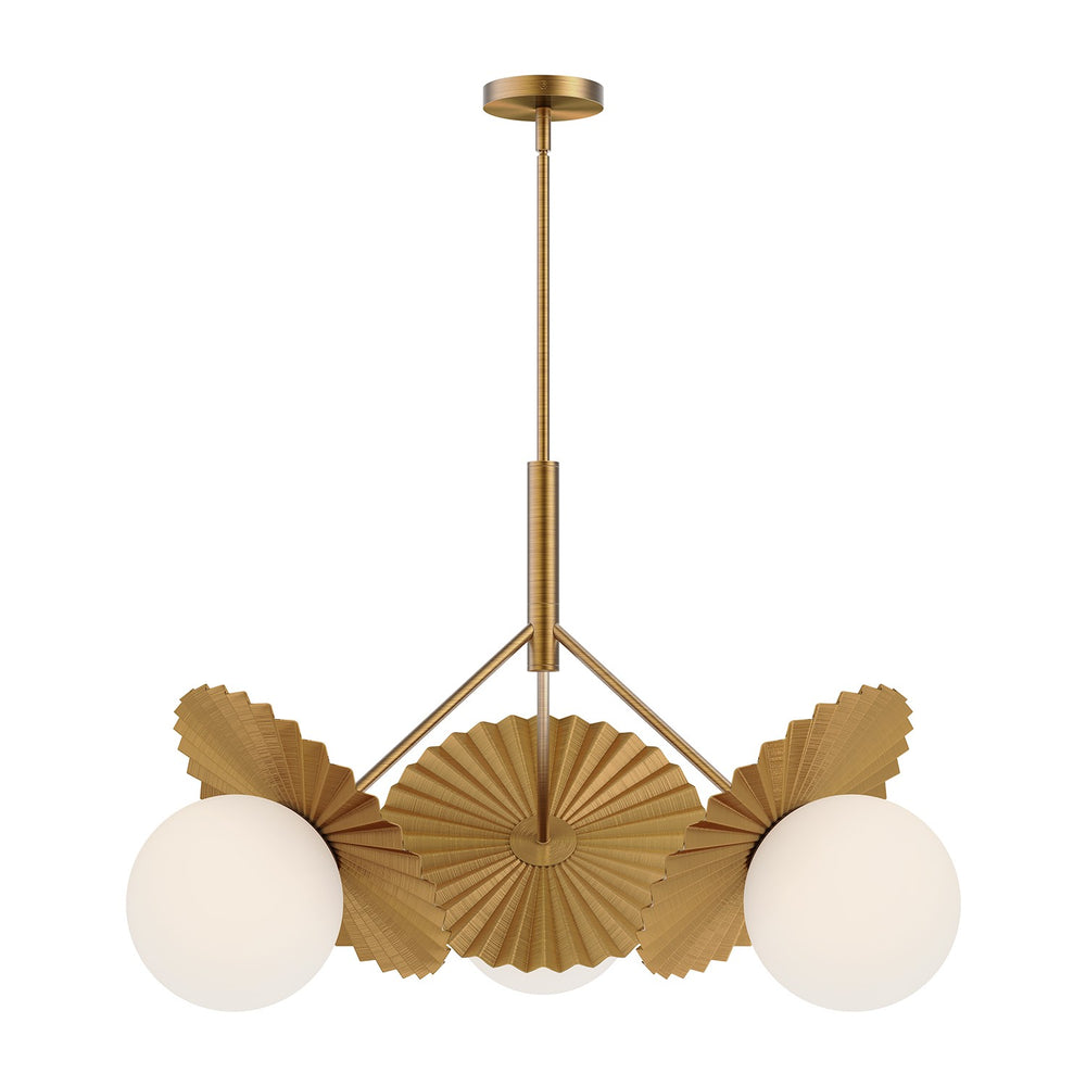 Alora Canada - Three Light Chandelier - Plume - Brushed Gold/Opal Glass- Union Lighting Luminaires Decor