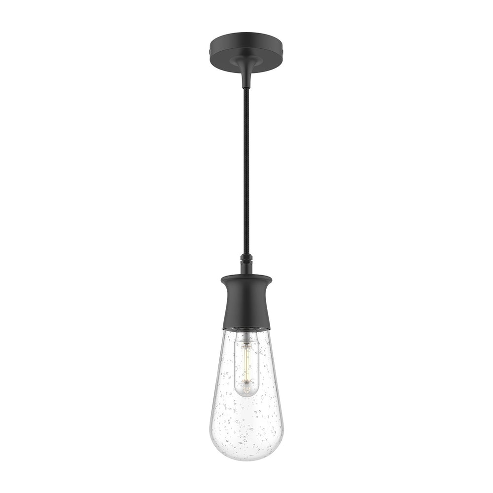 Alora Canada - One Light Outdoor Pendant - Marcel - Clear Bubble Glass/Textured Black- Union Lighting Luminaires Decor