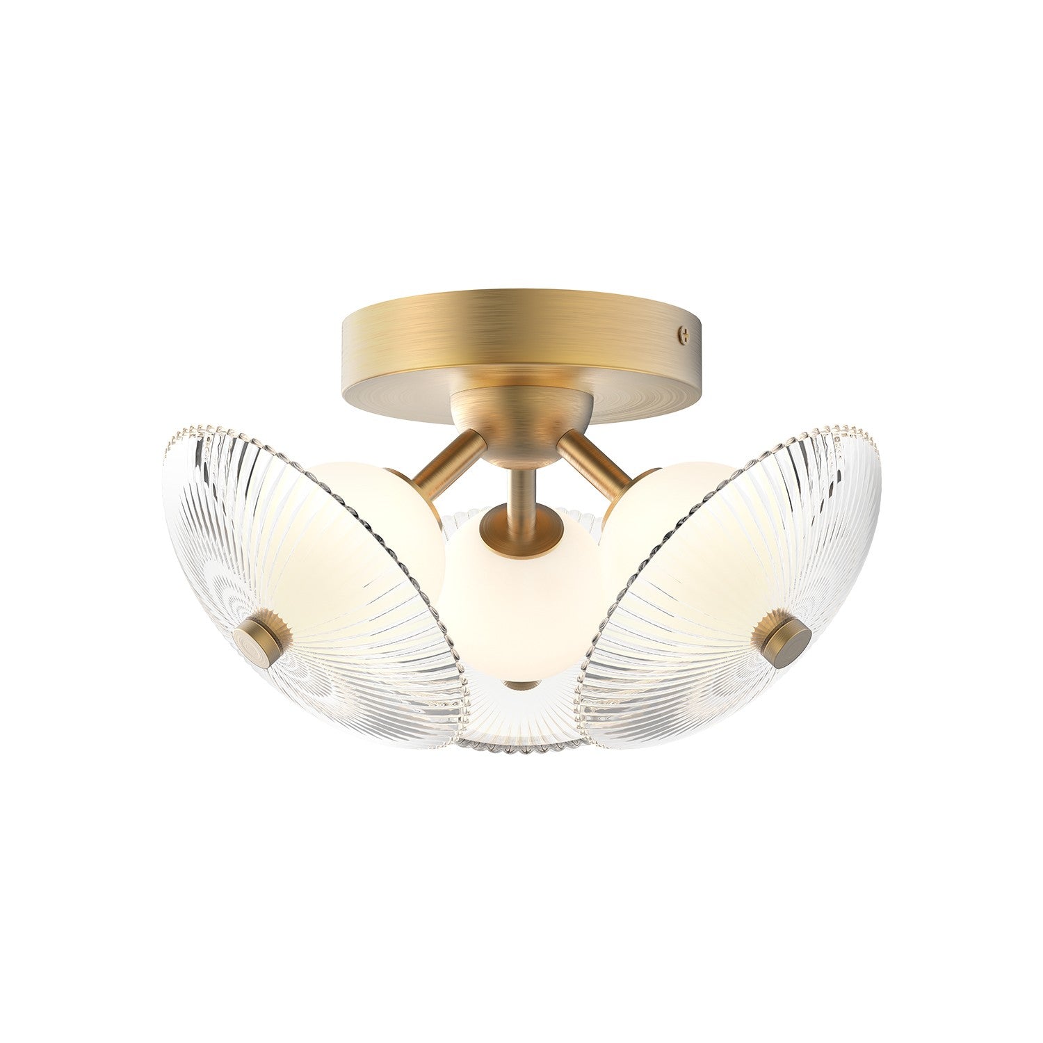 Alora Canada - LED Flush Mount - Hera - Brushed Gold/Clear Ribbed Glass- Union Lighting Luminaires Decor