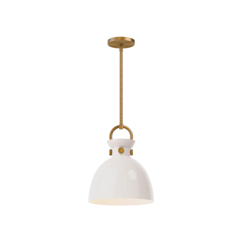 Alora Canada - One Light Pendant - Waldo - Aged Gold/Glossy Opal Glass- Union Lighting Luminaires Decor