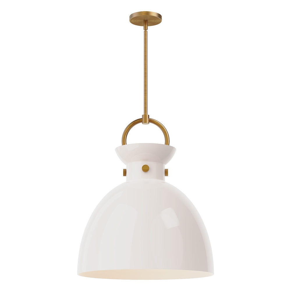 Alora Canada - One Light Pendant - Waldo - Aged Gold/Glossy Opal Glass- Union Lighting Luminaires Decor