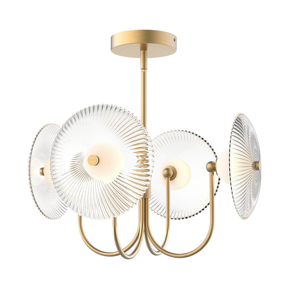 Alora Canada - LED Pendant - Hera - Brushed Gold/Clear Ribbed Glass- Union Lighting Luminaires Decor