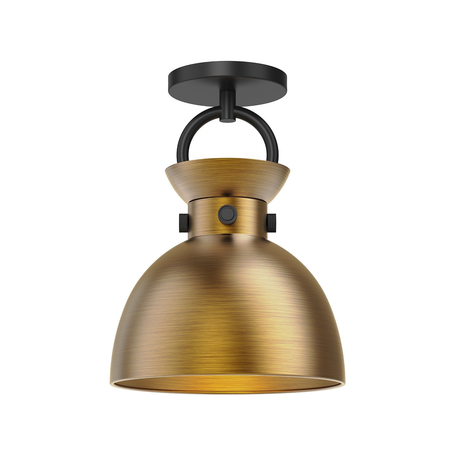 Alora Canada - One Light Semi-Flush Mount - Waldo - Matte Black/Aged Gold- Union Lighting Luminaires Decor