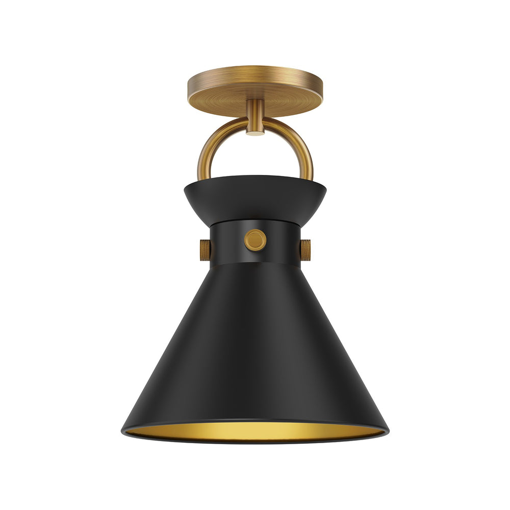Alora Canada - One Light Semi-Flush Mount - Emerson - Aged Gold/Matte Black- Union Lighting Luminaires Decor