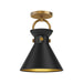 Alora Canada - One Light Semi-Flush Mount - Emerson - Aged Gold/Matte Black- Union Lighting Luminaires Decor