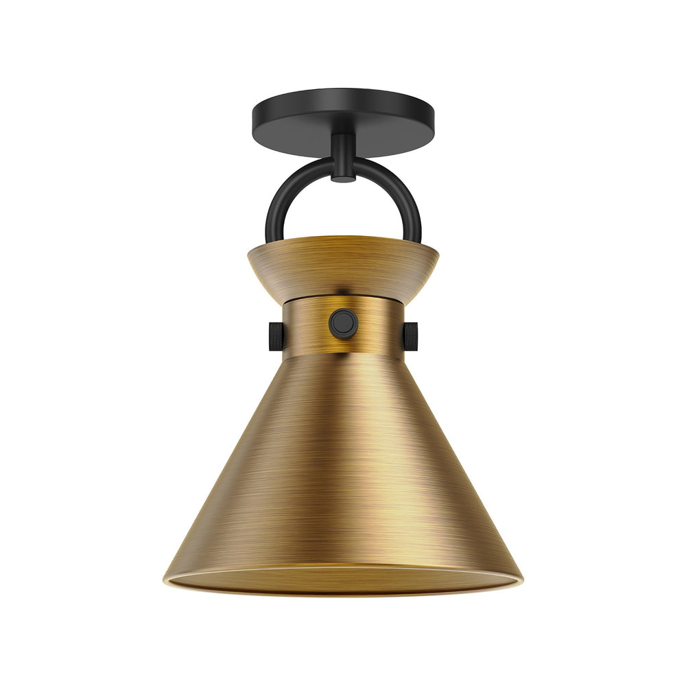 Alora Canada - One Light Semi-Flush Mount - Emerson - Matte Black/Aged Gold- Union Lighting Luminaires Decor